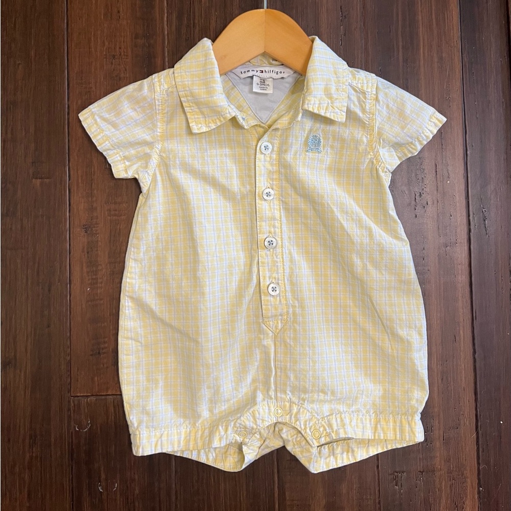 Tommy Hilfiger Yellow Plaid Baby Romper